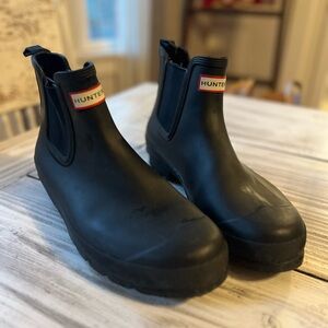 Hunter Black Men’s Chelsea Ankle Rain Boots